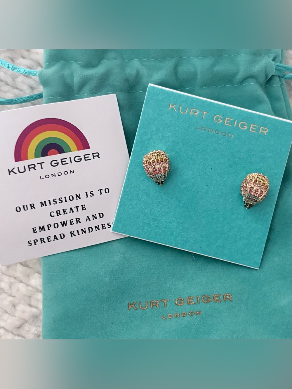 Kurt Geiger Rainbow Crystal Eagle Stud Earrings - NWT
